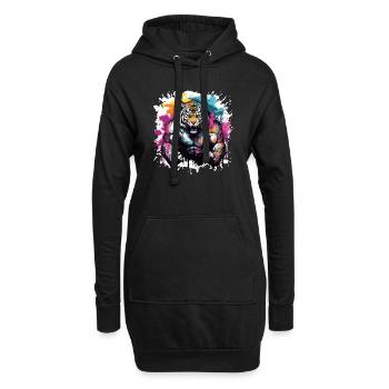 Tiger Muskeln - Hoodie-Kleid - Schwarz - Vorne