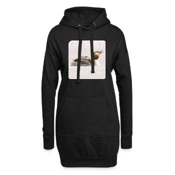 Grèbe huppé - Sweat-shirt à capuche long Femme - noir - Devant