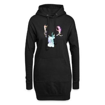 Hirsch - Hoodie-Kleid - Schwarz - Vorne
