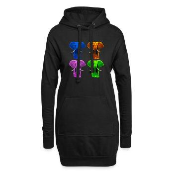 4 éléphants colorés - Sweat-shirt à capuche long Femme - noir - Devant