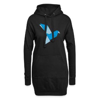 origami oiseau - Sweat-shirt à capuche long Femme - noir - Devant