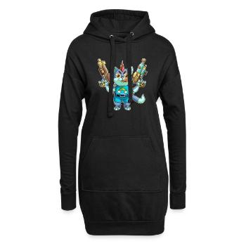 Killer Kitty - Hoodie-Kleid - Schwarz - Vorne