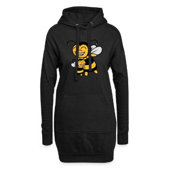 Bienen Kind Mama Papa - Hoodie-Kleid - Schwarz - Vorne