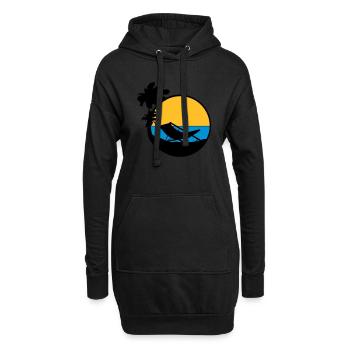 palmen sonne silhouette liegestuhl strandstuhl url - Hoodie-Kleid - Schwarz - Vorne