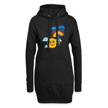 Sonne & Regenbogen-Schirm - Hoodie-Kleid - Schwarz - Vorne