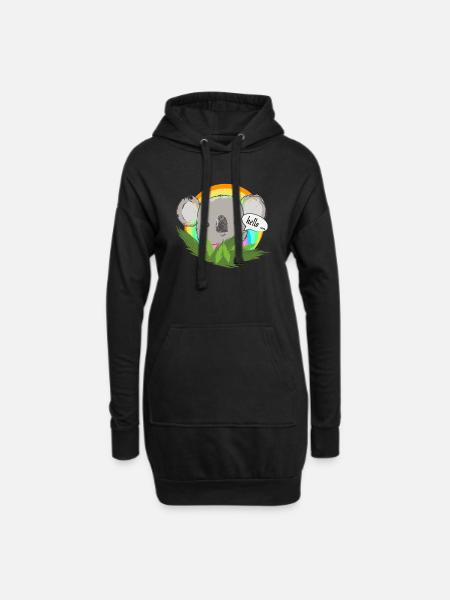 Koala im Regenbogenkreis - Hoodie-Kleid - Schwarz