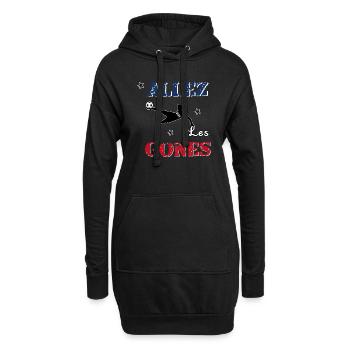 Allez les gones - Sweat-shirt à capuche long Femme - noir - Devant