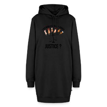 Die Welt ist voller Richter, GERECHTIGKEIT? - Hoodie-Kleid - Schwarz - Vorne - AI Model Female 172 light (172cm)