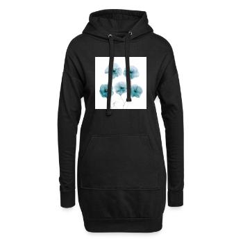 Coquelicot Photo Blanc Bleu Gris - Sweat-shirt à capuche long Femme - noir - Devant
