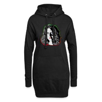 Eine Frau wie aus einem noir Film grün/orange - Hoodie-Kleid - Schwarz - Vorne