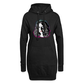 Eine Frau wie aus einem noir Film türkis/pink - Hoodie-Kleid - Schwarz - Vorne