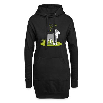 Mignon malamute sur la pelouse - Sweat-shirt à capuche long Femme - noir - Devant
