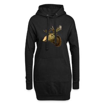 Moose head - Hoodie Dress - black - Front