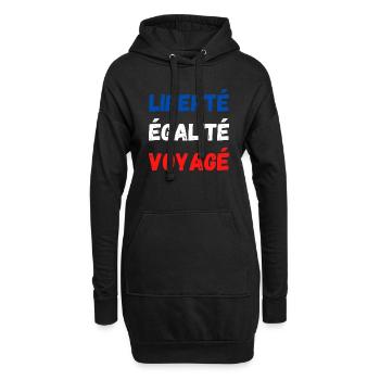 Liberté égalité Voyagé - Sweat-shirt à capuche long Femme - noir - Devant