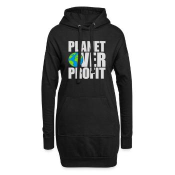 planet over profit Zitat - Hoodie-Kleid - Schwarz - Vorne