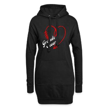 grande sœur cœur - Sweat-shirt à capuche long Femme - noir - Devant