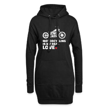 J’adore la moto - Sweat-shirt à capuche long Femme - noir - Devant