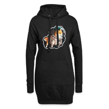Shiba Inu im Weltall, lustige Hunde, Spacedoge! - Hoodie-Kleid - Schwarz - Vorne