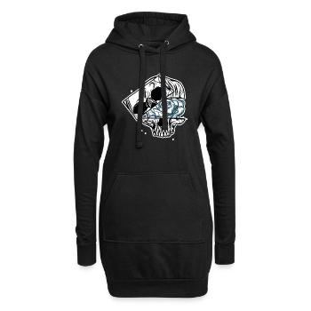 Skull & Rose // Schädel // Illustration - Hoodie-Kleid - Schwarz - Vorne