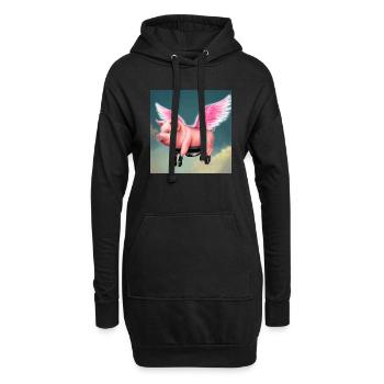 Fliegendes Schwein - Hoodie-Kleid - Schwarz - Vorne