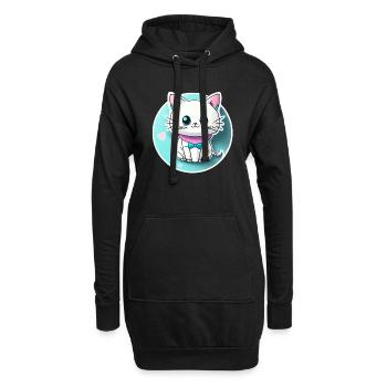 Kawaii Katze - Niedlich - Manga - Japan - Hoodie-Kleid - Schwarz - Vorne