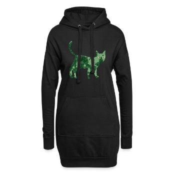 Chat marbré - Chat fantastique - Sweat-shirt à capuche long Femme - noir - Devant
