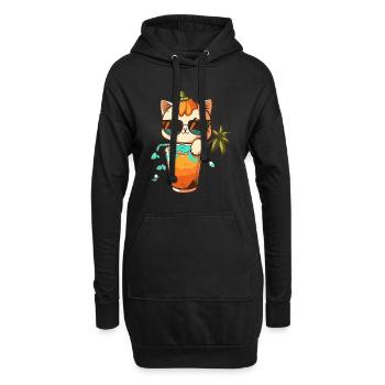 Cat Love: plage et cocktail - Sweat-shirt à capuche long Femme - noir - Devant