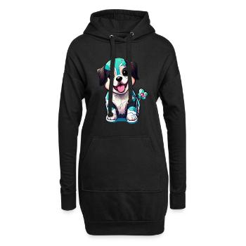Mignonnerie sous forme de chien. Vigoureux et vibrant - Sweat-shirt à capuche long Femme - noir - Devant