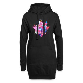 Géométrie abstraite - Sweat-shirt à capuche long Femme - noir - Devant