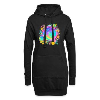 Fleurs hypnotiques - Sweat-shirt à capuche long Femme - noir - Devant