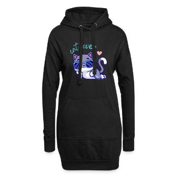 Katzenliebhaber - Hoodie-Kleid - Schwarz - Vorne