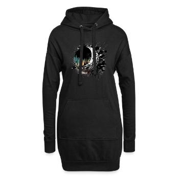 Mond Farbtropfen Schwarz Bunt - Hoodie-Kleid - Schwarz - Vorne