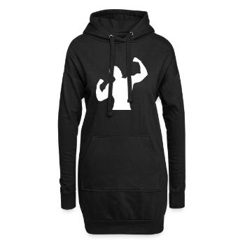 Homme musclé - Sweat-shirt à capuche long Femme - noir - Devant