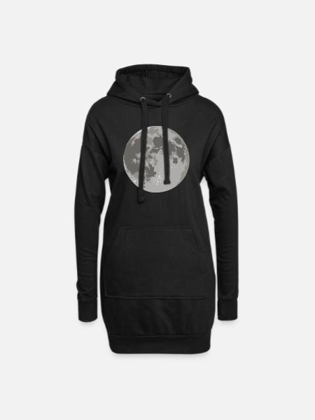 Moon - celestial body - Hoodie Dress - black