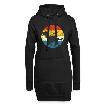 Vintage Hund Retro Sonnenuntergang - Hoodie-Kleid - Schwarz - Vorne