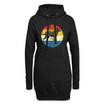 Vintage Hund Retro Sonne - Hoodie-Kleid - Schwarz - Vorne
