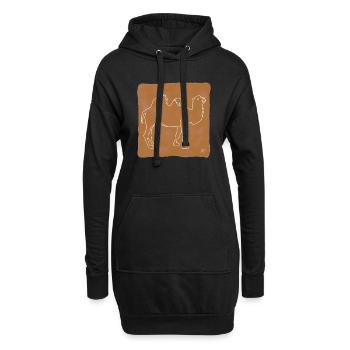 « Camel », Boho Line Art Design, série « Desert » - Sweat-shirt à capuche long Femme - noir - Devant