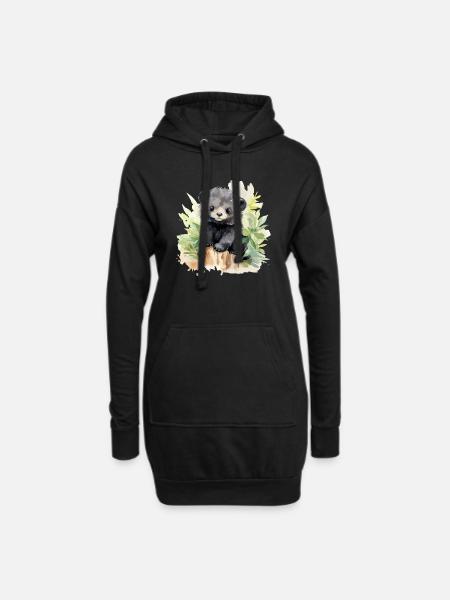Ours brun - Sweat-shirt à capuche long Femme - noir