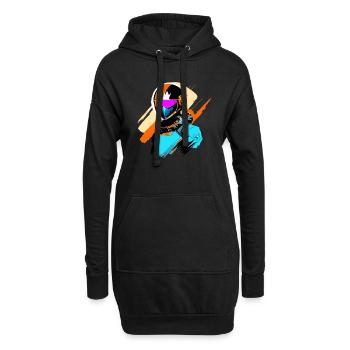 Raumfahrer - Hoodie-Kleid - Schwarz - Vorne