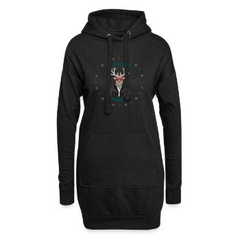 Reindeer Biker Rebell - Hoodie-Kleid - Schwarz - Vorne