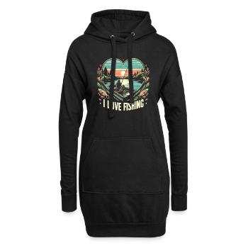 Ich liebe das Angeln - Hoodie-Kleid - Schwarz - Vorne