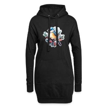 Blaumeise im Winter - Hoodie-Kleid - Schwarz - Vorne