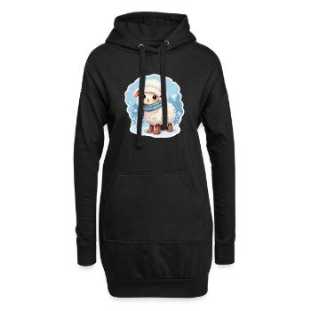 niedliches Schäfchen im frostigen Winter - Hoodie-Kleid - Schwarz - Vorne