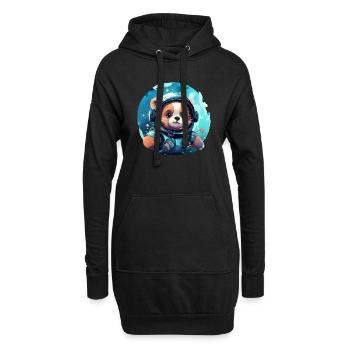 Witziger Bär im Astronauten Look. - Hoodie-Kleid - Schwarz - Vorne
