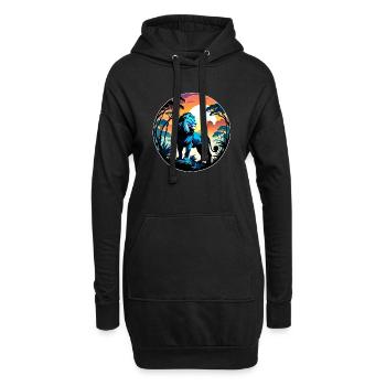 lion, lionceau et jungle - Sweat-shirt à capuche long Femme - noir - Devant