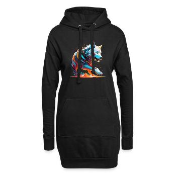 loup et montagne - nature protecteur - Sweat-shirt à capuche long Femme - noir - Devant