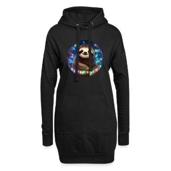 Faultier im Weihnachtsschmuck, Liebe Faultiere - Hoodie-Kleid - Schwarz - Vorne