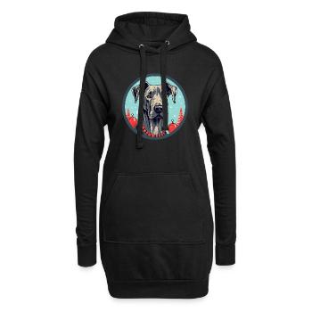 Großer Doggenhund Weihnachten, Liebeshunde - Hoodie-Kleid - Schwarz - Vorne