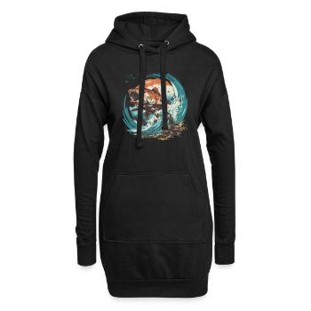 Pêche Pêche Excursion Poisson Lac Canne à pêche pêcheur - Sweat-shirt à capuche long Femme - noir - Devant