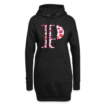 Lettre p bisous - Sweat-shirt à capuche long Femme - noir - Devant